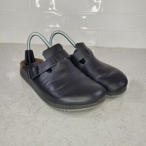 Birkenstock Boston Super Grip Clog‎ Size 39 L8 M6 Black Smooth Leather Slip On
